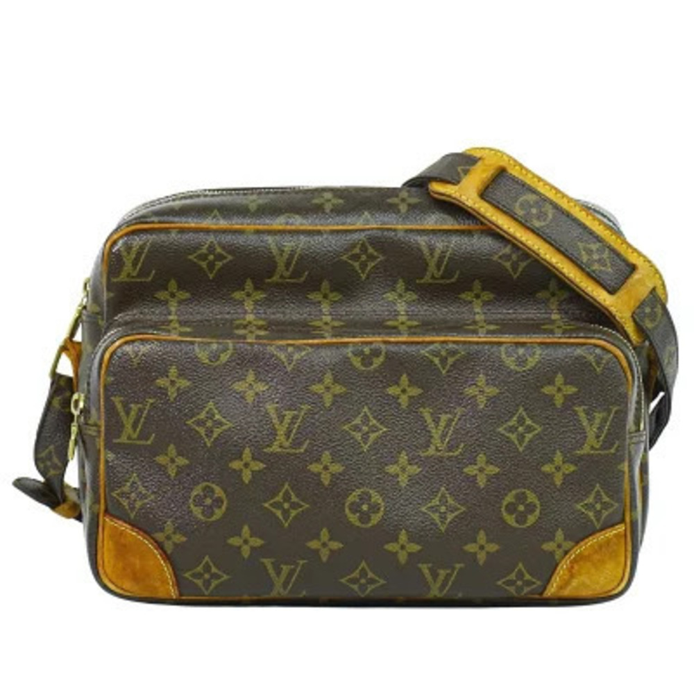 Louis Vuitton LV Nile Monogram Pochette Crossbody Bag Canvas Leather Brown